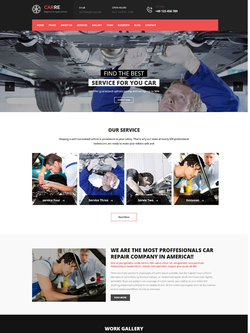 CarRe Oto Servis Teması