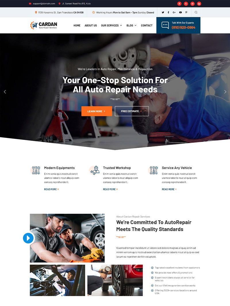 Cardan Oto Servis Teması