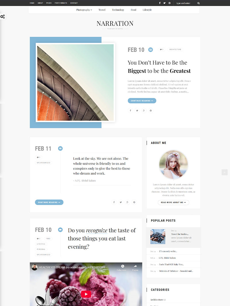 Narration Blog Teması