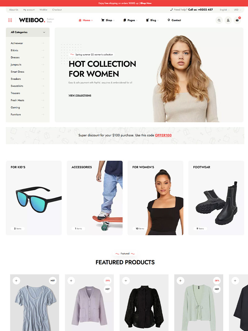 Weiboo E-Ticaret Teması