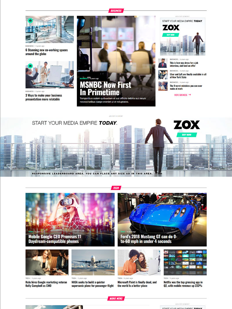 Zox News Blog Teması